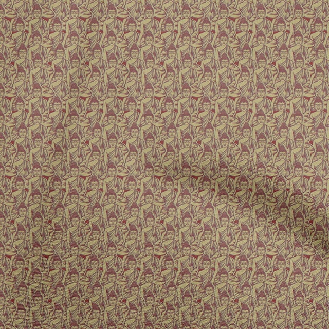 oneOone Cotton Silk Light Brown Fabric Kalamkari Sewing Craft Projects Fabric Prints By Yard 42 Inch Wide
