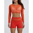 thumbnail image 2 of Cenuakty Women’s 2 Piece Outfits Long Sleeve Sheer Mesh Crop Tops + Biker Shorts Set Beachwear, 2 of 9