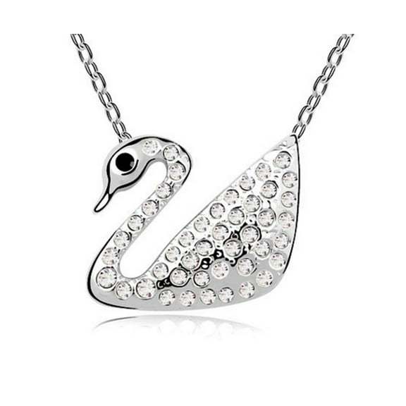KATGI Fashion 18K Gold Plated Austrian Crystal Beautiful Love Swan Pendant Necklace