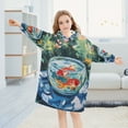 thumbnail image 5 of FORMRS Wearable Blanket Hoodie with Sleeves for Kids Cozy Flannel Sweatshirt, Red Goldfish, 5 of 7