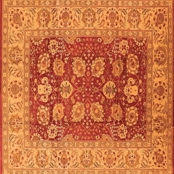 Ahgly Company Indoor Square Oriental Orange Industrial Area Rugs, 8' Square