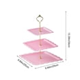 thumbnail image 3 of Three Tier Dessert Stand Square Fruit Tray for Cakes, Snacks, Candy, Living Room Coffee Table, Plastic European Style Party Display, 3 of 6