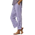 thumbnail image 2 of Women's Casual Pants Women'S Floral Embroidered Lace Printed Loose Pocket Patchwork Casual Pants,Purple Women's Casual Pants S, 2 of 5
