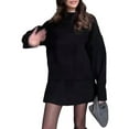 thumbnail image 2 of Women Sweater Skirt Sets 2 Pieces Outfits Loose Fit Pullover Sweater Knitted Mini Skirt Black XL, 2 of 7