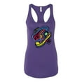 thumbnail image 2 of Wild Bobby, Colorful Sneakers Chucks Streetwear Ladies Racerback Tank Top, Purple Rush, Small, 2 of 3