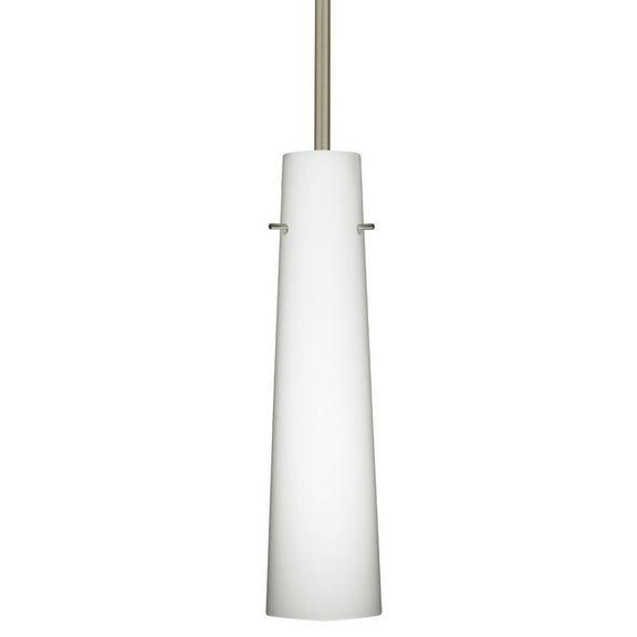 1TT-567407-SN-Besa Lighting-Camino - 1 Light Stem Pendant In Contemporary Style-10 Inches Tall and 2.5 Inches Wide-Satin Nickel Finish-Opal Matte