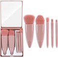 thumbnail image 1 of Travel Makeup Brush Set, 5 Pcs Mini Full Function Cosmetic Brush Kit with Mirror for Lip Brush Foundation, 1 of 5