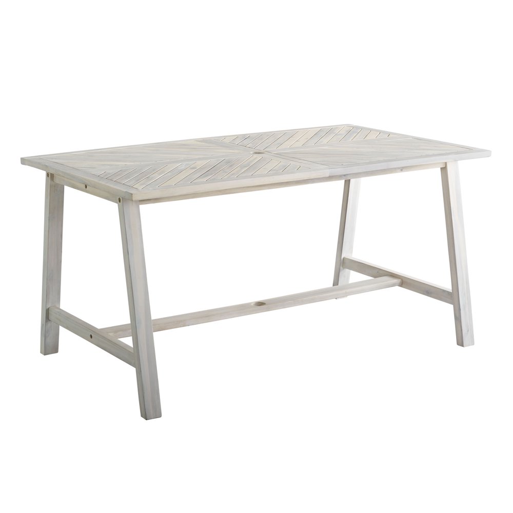 Manor Park Modern Boho Outdoor Wood Dining Table, White Wash Walmart