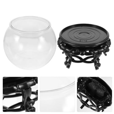 MLINS Portable Plastic Fish Tank for Decor Clear Fish Keeper with Base 1 Set Small Size