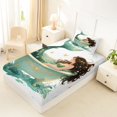thumbnail image 5 of Manfei Dreamy Bath Mermaid Twin Sheets, Dreamy Butterfly Bedding, Teal White, 3pcs, 1 Flat Sheet, 1 Fitted Sheet and 1 Pillowcase, 5 of 6
