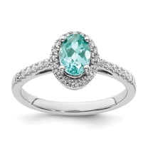 Auriga Fine Jewelry 14K White Gold Lab Grown Diamond Oval Created Paraiba Ring for Women Size 7 (Carat: 0.23cttw, Clarity: SI2, Color: GH)