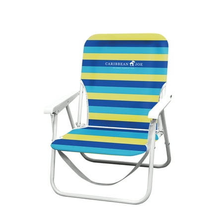 Caribbean Joe Folding Beach Chair - Blue & Yellow Stripes