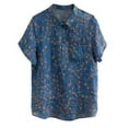 thumbnail image 2 of Fiudx Camisas de Mujer Camiseta Holgada Informal con Estampado para Mujer, Camisetas de Manga Corta con Cuello Redondo y Blusa de Lino, 2 of 7