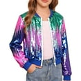 thumbnail image 2 of YunPes Boys Girls Glitter Sequin Jacket Teen Zip Up Sparkly Lightweight Stage Coat Birthday Party Winter Funny Outwear, 2 of 7