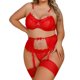 thumbnail image 1 of Gibobby Conjunto de lencería sexy de encaje suave para mujer, ropa interior transparente con aros de encaje floral(Rojo, XG), 1 of 5