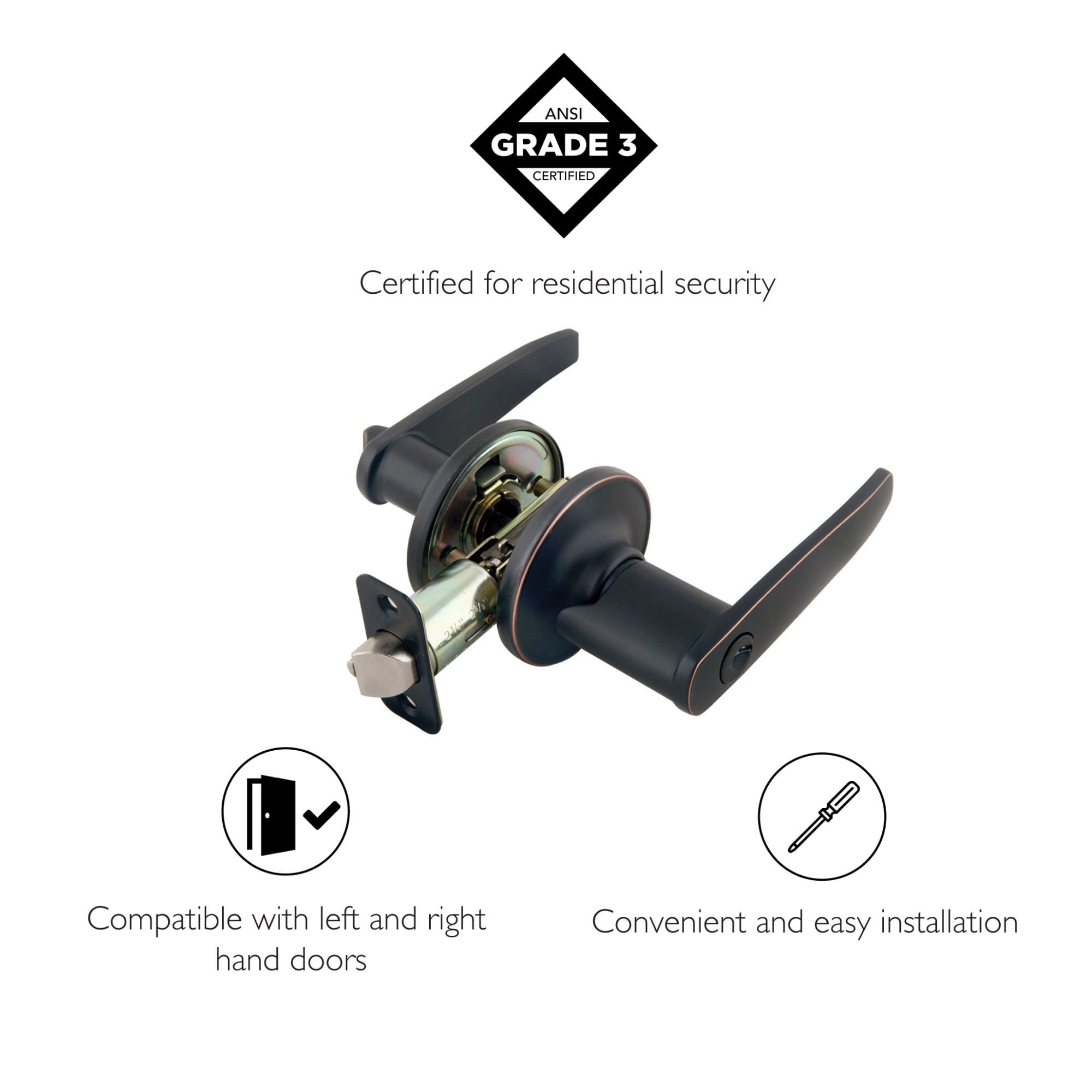 Design House Delavan 2-Way Interior/Exterior Keyed Door Lever, Oil Rubbed Bronze