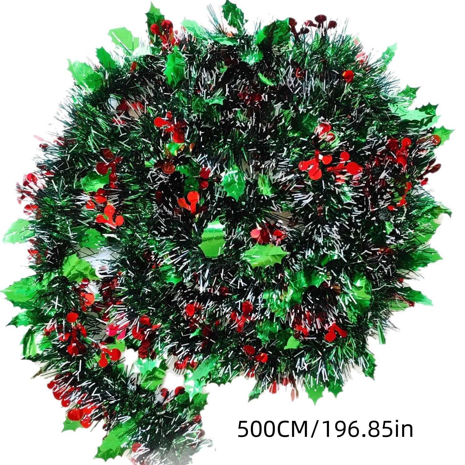Moocorvic 16.4 FT Christmas Garland Xmas Tree Decorations, Green Artificial Tinsel Garland for Indoor & Outdoor Home Decor