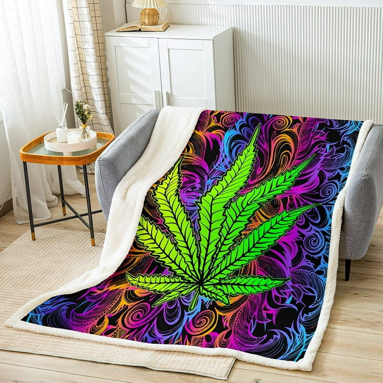 Throw Blanket Marijuana Weed Fleece Blanket Men Cannabis