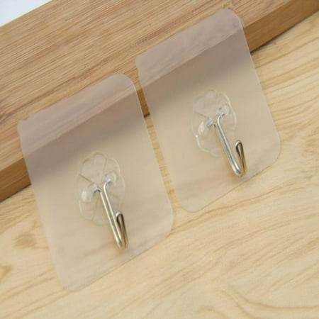 

EleaEleanor Wall Hooks Transparent Reusable Seamless Hooks Waterproof and Oilproof Bathroom Kitchen Heavy Duty Self Adhesive Hooks 2 Pack