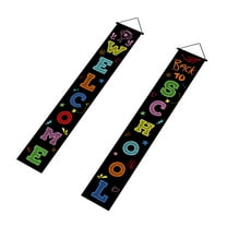 Soimiss 1Pair Welcome Back to School Banner Black Polyester Door Couplet for School Party