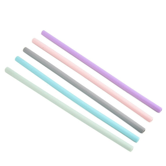 huanledash 5Pcs Drinking Straws Healthy Reused Food Grade Convenient Cleaning Portable Wide Applications Silicone Beverage Straws with Cleaning Brush Party Supplies