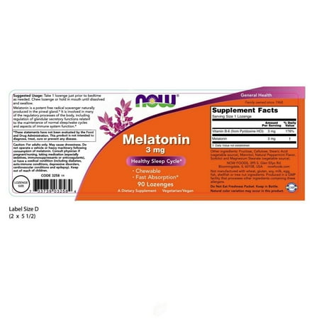 (3 Pack) Now Foods Melatonin, 90 Lozenges / 3 mg