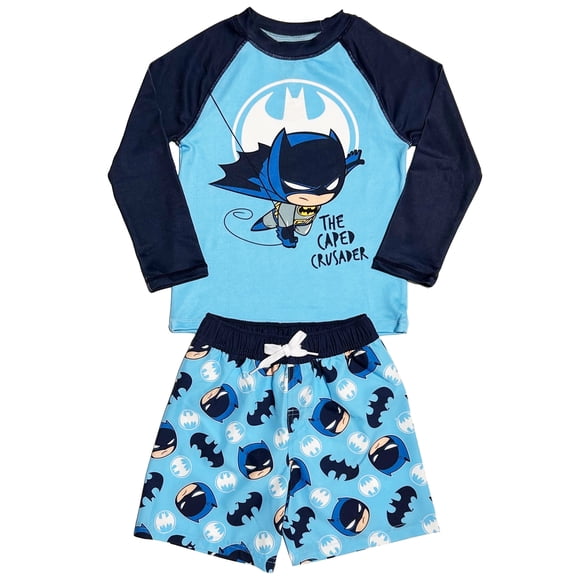 Batman 2T-5T Long Sleeve Rashguard & Swim Trunks Set (Toddler Boys)