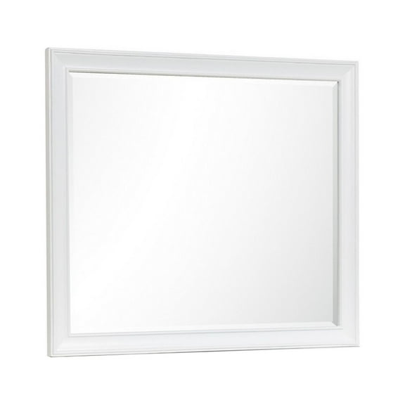 Benjara Limi 37 x 43 Dresser Mirror, Modern Wood Frame, White Brushed Finish