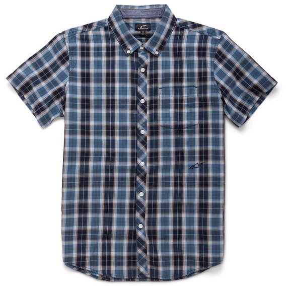 Alpinestars Variance Mens Short Sleeve Plaid Woven Shirt Harbor Blue MD