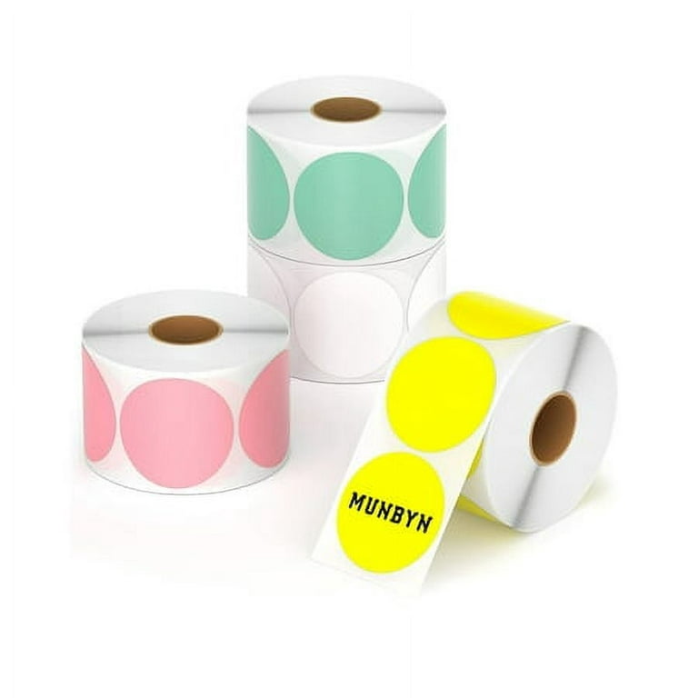 MUNBYN 2 3000 Labels/4 Rolls Color Circle Thermal Stickers Label
