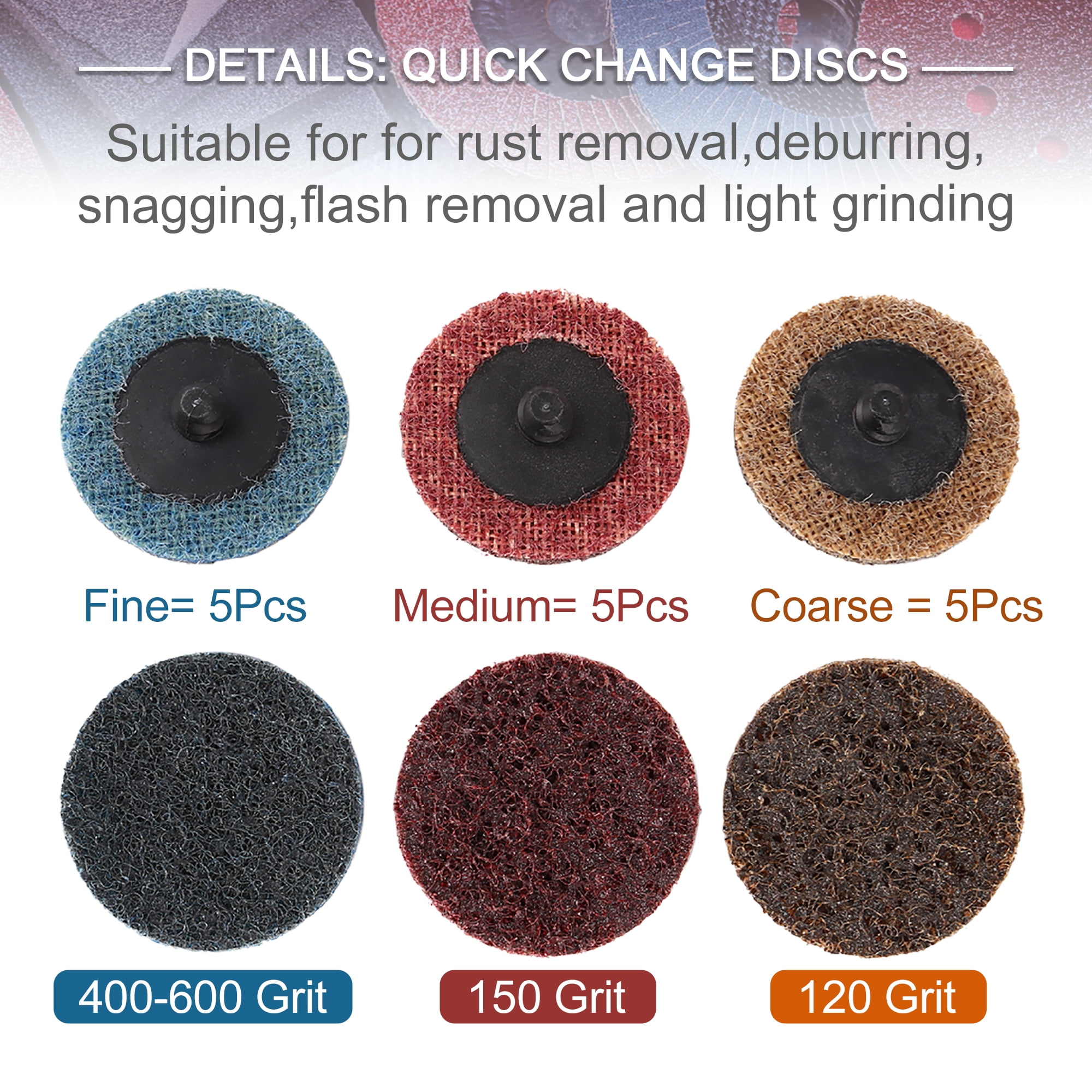 Unique Bargains 42 Pcs 2" Sanding Discs Nylon Lock Surface Coarse Medium Fine