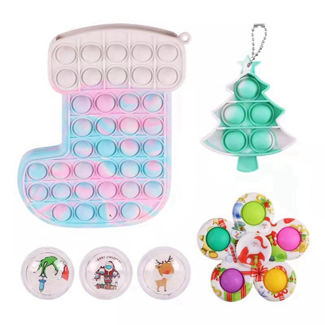 goowrom 6Pcs Fidget Toys Packs with Bubble Stockings Keychain Spinner Toy