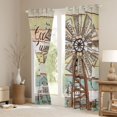 thumbnail image 3 of Windmill Curtains & Drapes 38"Wx54"L, Rustic Farmhouse Curtains Hummingbird Rooster Cow Farm Animal Blackout Curtains Wooden Board Vintage Country Western Window Treatments Windmill Bedroom Decor, 3 of 5