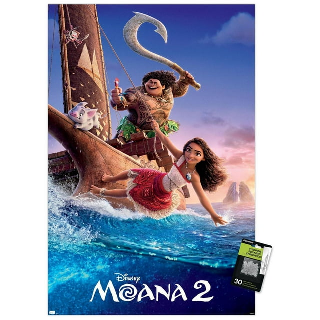 Disney Moana 2 - One Sheet Wall Poster, 22.375" x 34" Framed