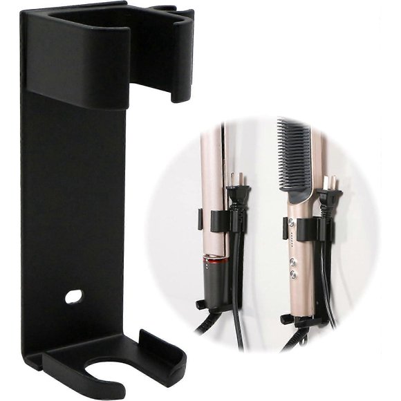 Wall Mounted Hair Straightener Rack Holder Organizer - Aluminum Storage with Cable Tidy and Sticker for Hair Styler Hotel Bathroom Banmo