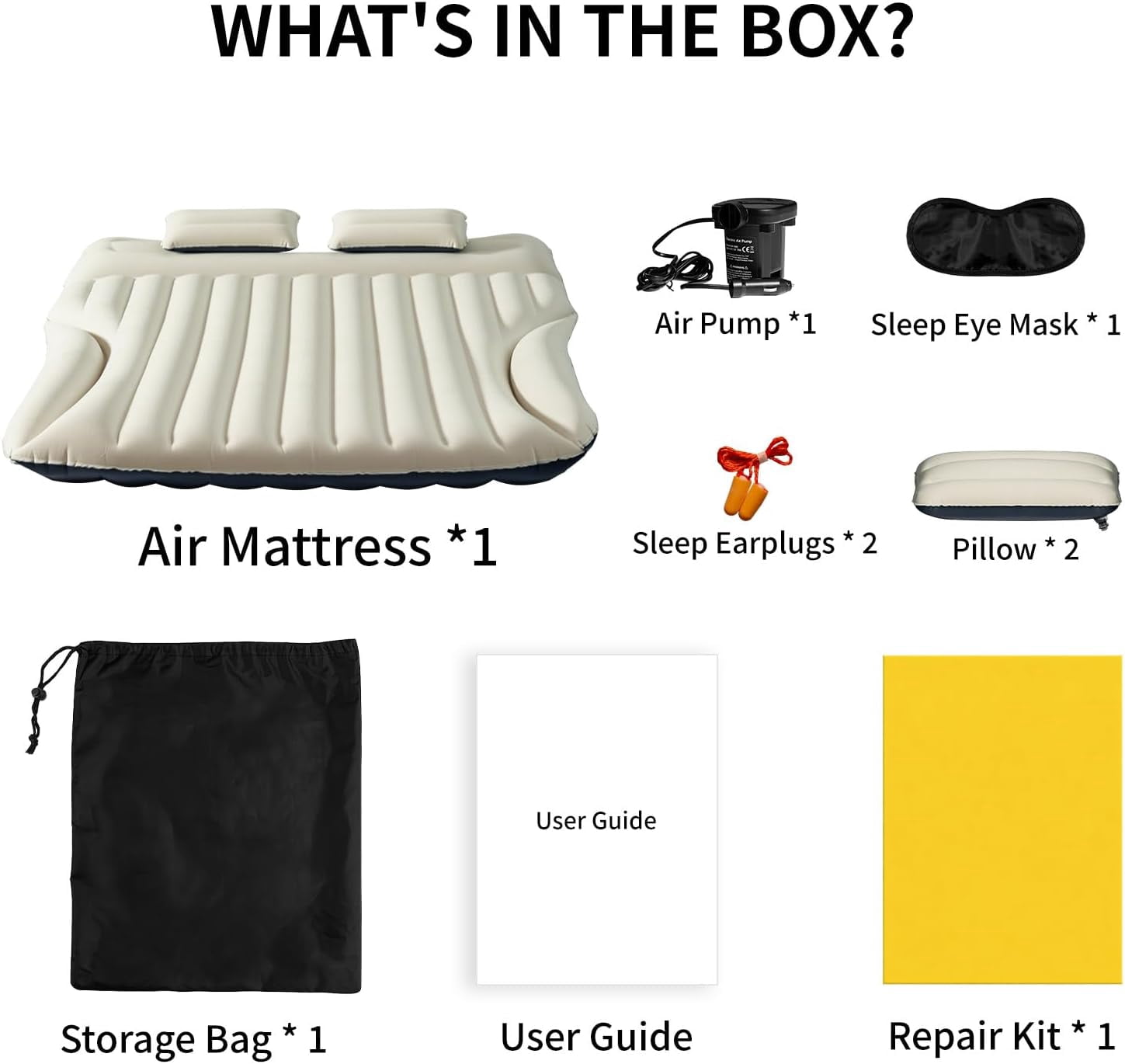SUV  Mattress with Pump & Pillows, Thick Flocked Car Bed for Camping Travel