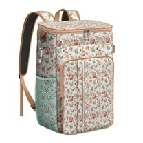 Travel Cooler Bag - Pioneer Flower Floral Print Pattern Camping Beer Cooler Backpack with Bottle Opener- Waterproof Insulated Picnic Backpacks - Cooler Bag for Beach
