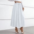 thumbnail image 2 of Lenago Skirts for Women Summer Solid Color Loose High Waist A-line Half Body Elastic Waist Drawstring Skirt, 2 of 8