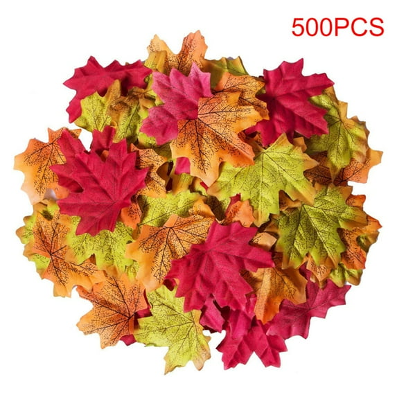 500/1000 Pieces of Artificial Autumn Maple Leaf Maple Leaf Autumn Leaf Mat Mural House Number Party Wedding Halloween Christmas Decorations