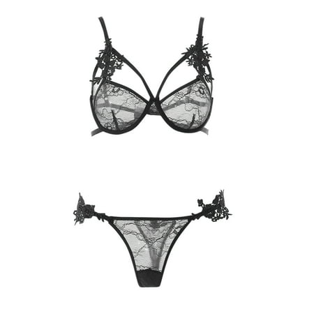 

Gubotare Lingerie Women Lingerie Lace Chemise Eyelash Wedding Brial Lingerie Black L