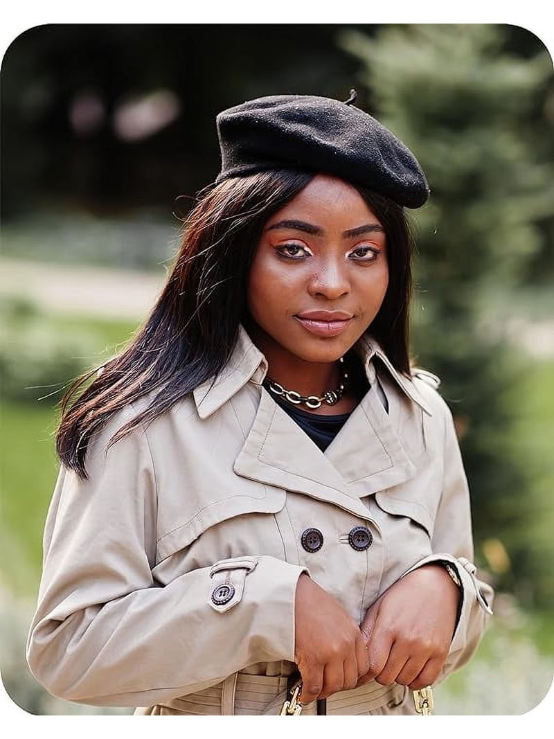 7174 Womens Beret French Classic Beanie Hat Wool Beret Solid Color Parquet Solid Color French Beret Wool Material. Classic  main image 4