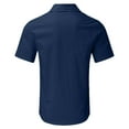 thumbnail image 5 of Rovga Shirts For Mens Short Sleeve Turn Down Casual Solid Color Button Formal Blouses Navy L, 5 of 5