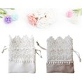 thumbnail image 5 of 10 bolsas de regalo de arpillera de organza con cordón de organza para regalos de bodas, suministros de despedida de soltera, bolsas de joyería para baby shower, color blanco y beige, 5 of 5