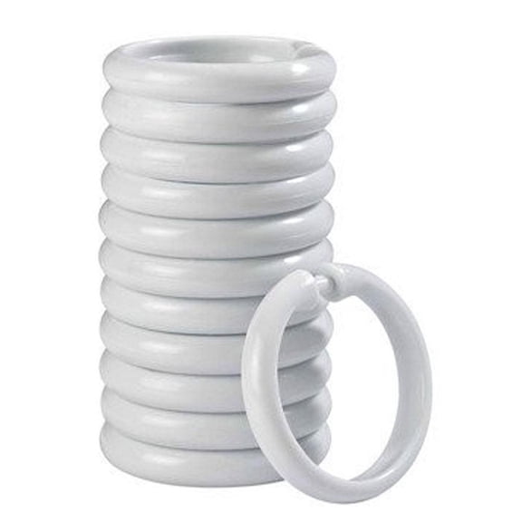 Round Shower Curtain Hooks, 12 Pack, Plastic Rust Resistant, Easy Install