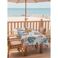 thumbnail image 2 of Outdoor Tablecloth with Umbrella Hole for Patio/Picnic/Party/Camping, Blue Coastal Waterproof Table Cloth Rectangle Table Cover Washable, Summer Beach Coral Shell Starfish Vintage (60"x 102"), 2 of 8