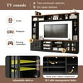 thumbnail image 6 of Harper & Bright Designs Entertainment Wall Unit with Bridge for 80 inch TV, TV Storage Cabinet with Bookshelf and Adjustable Shelves, Large Media Console with Tempered Glass Doors, Black, 6 of 20