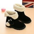 thumbnail image 5 of Qiangong Girls Boots Winter Girls Snow Boots Thick Bottom Non Warm and Comfortable Solid Color Boots with Balls Toddler Boots Black 3, 5 of 5
