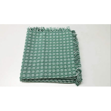 Set of 6 Napkins, Bottle Green Woven Fringed, 100% Cotton Napkins, Size 20x20 Inch, Suitable for Formal Dining, Everyday Meals and Casual Occasions.