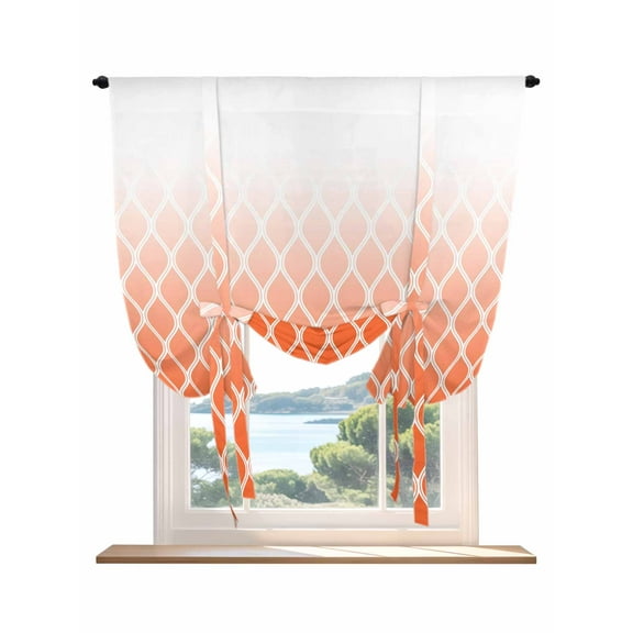 Orange Ombre Stripe Tie Up Curtains for Windows 45 Inch Length Balloon Curtains Kitchen Adjustable Balloon Window Shade Modern Abstract Art Gradient Striped Tie Up Bathroom Curtain Window 42"x45"