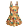 thumbnail image 4 of Tutolipy One Piece Swimsuits, Retro Palm Tree Print Girls One Piece Swimsuit, Skirt Swim Dress Girls Swimsuits with Skirts for Swim Lessons Size 12-13 Years, 4 of 8
